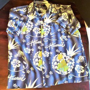 Vintage Hawaiian Shirt with Hula Girls Pineapples